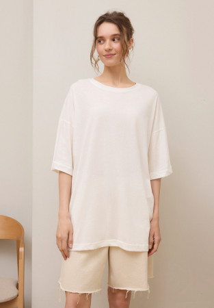 Футболка из джерси удлиненная белая